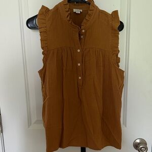 J. Crew Sleeveless Ruffle Blouse - Brown